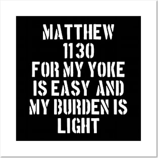Matthew 11:30 King James Version (KJV) Bible Verse Typography Posters and Art